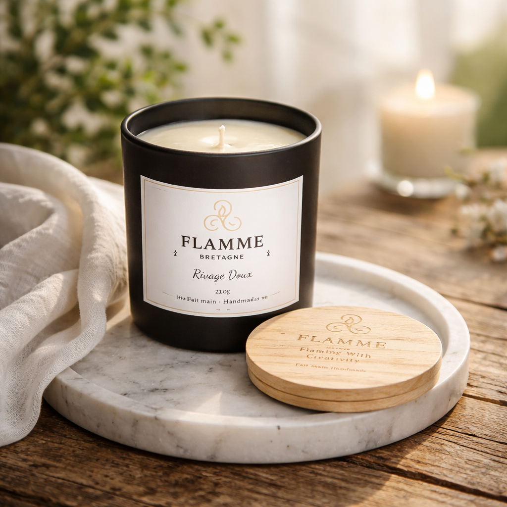 Fruity Soy Candle Rivage Doux 230g – Coconut Praline Vanilla Scented Jar Flamme candle co