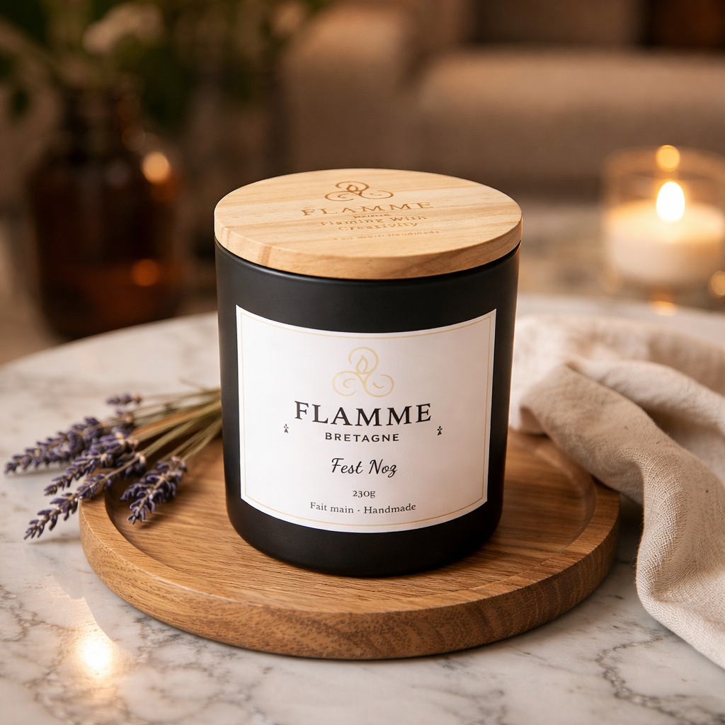 Soy Wax Candle 230g Fest Noz – Hand Poured, Amber & Floral Fragrance Flamme Candle Co