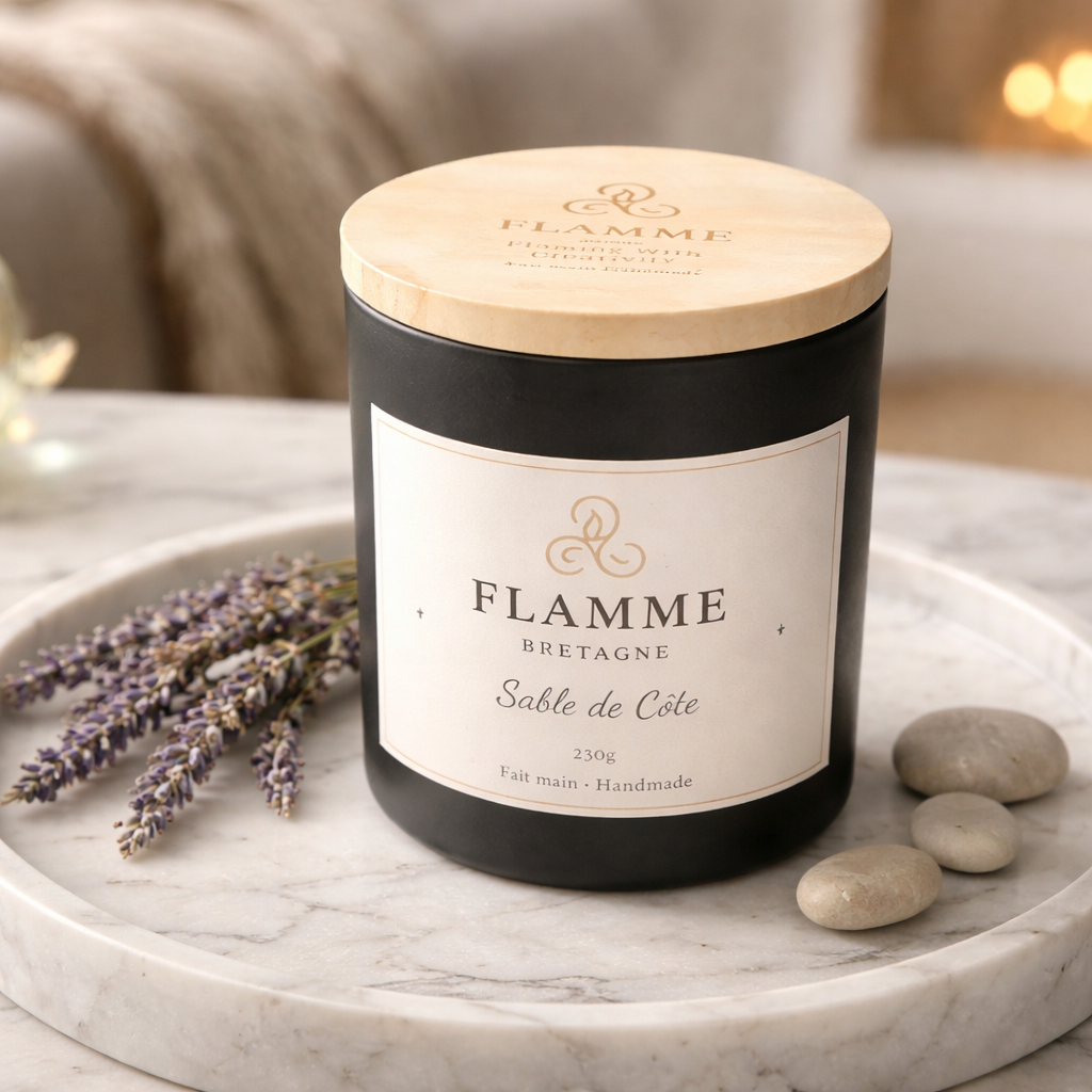 Earthy Soy Wax Candle – Sable de Côte 230g | Amber, Musk & Vanilla Scent Flamme candle co