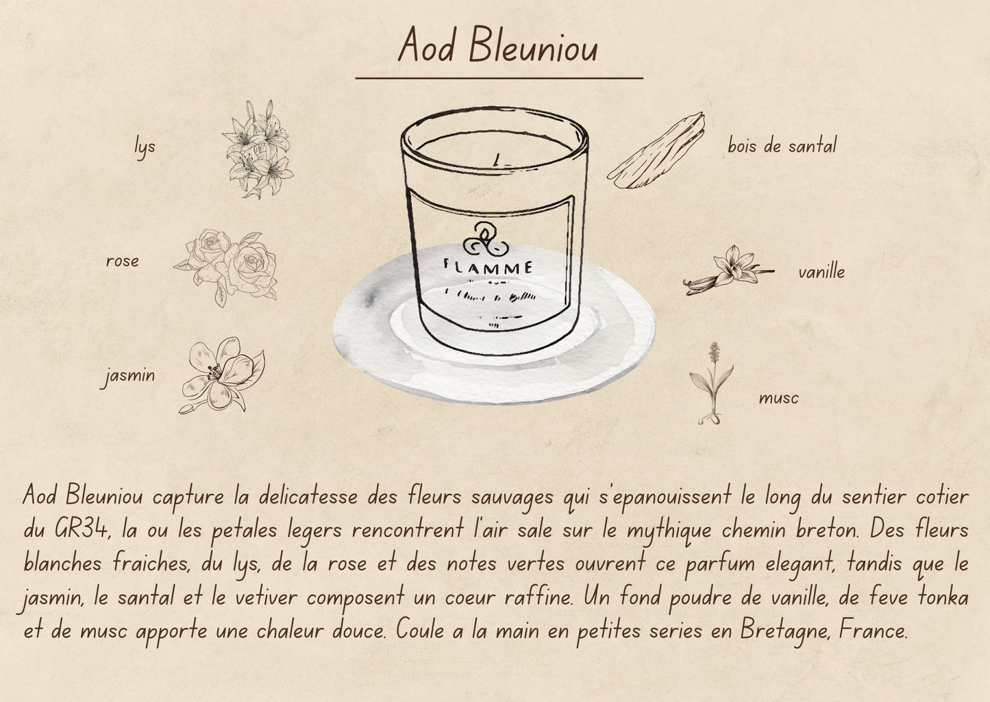 Aod Bleuniou - Floral Candle 230g Flamme Candle Co
