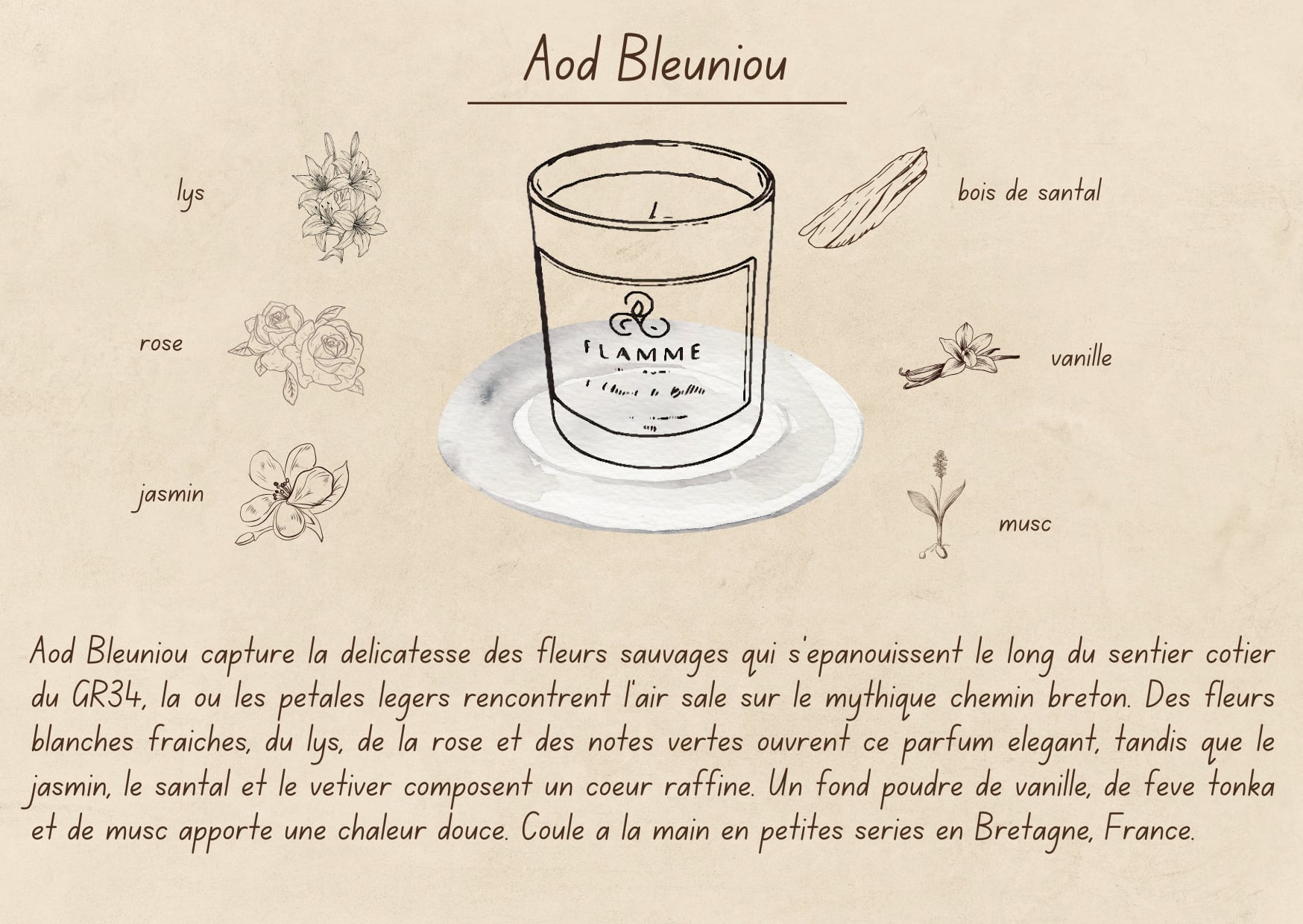 Aod Bleuniou - Floral Candle 230g Flamme Candle Co
