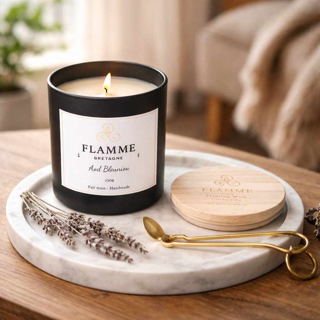 Coconut Soy Candle Hand Poured 230g Aod Bleuniou – Eco Friendly Floral & Sandalwood Flamme Candle Co