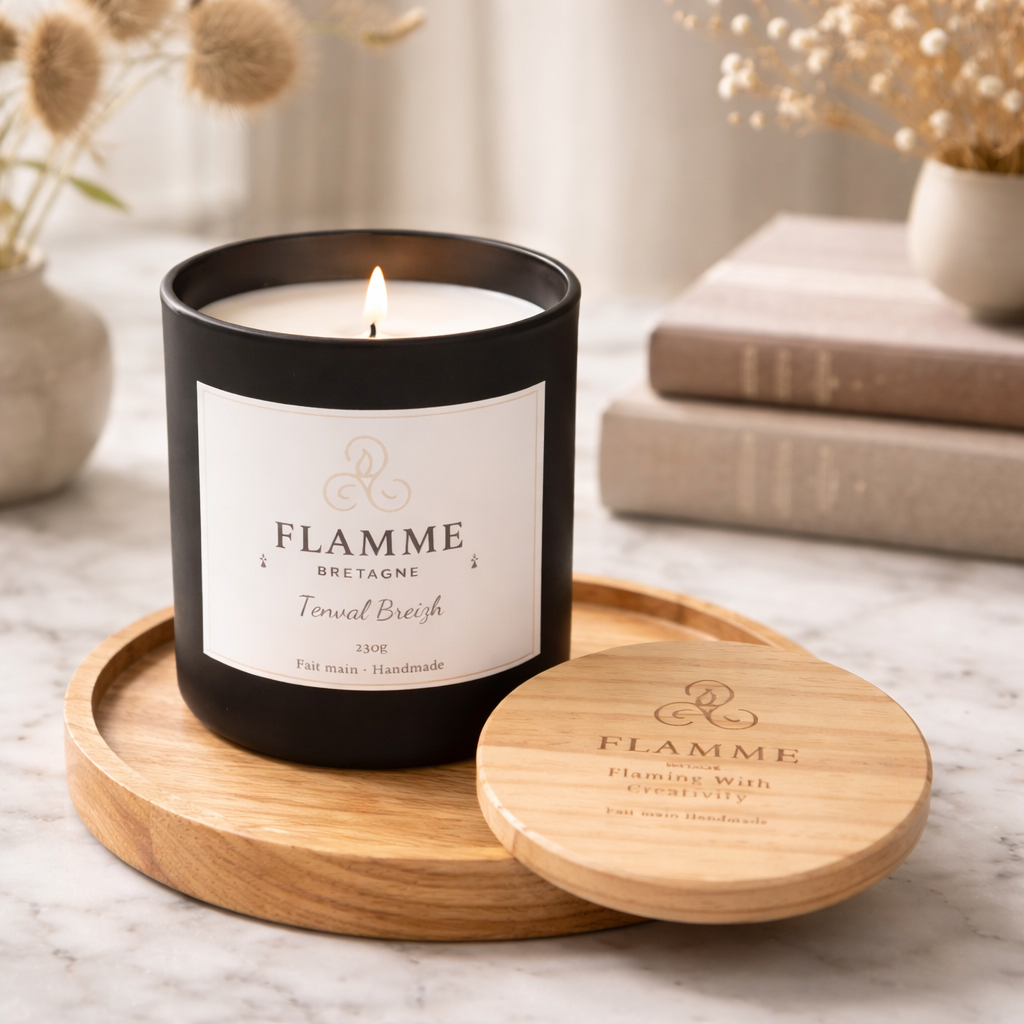 Hand Poured Soy Candle | Tenval Breizh 230g Floral Amber Musk Scented Candle Flamme Candle Co
