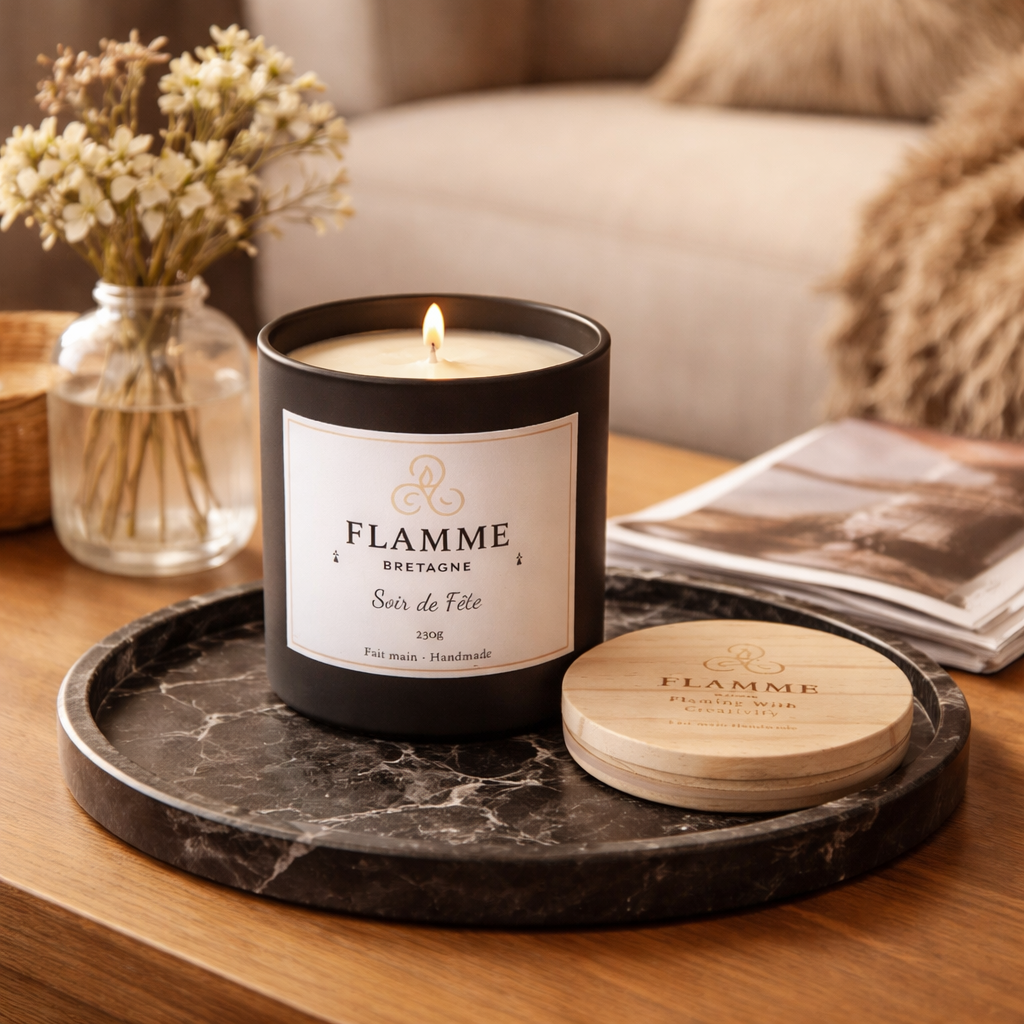 Coconut Soy Wax Candle - Soir de Fête 230g | Grapefruit, Jasmine & Musk Scent Flamme Candle Co