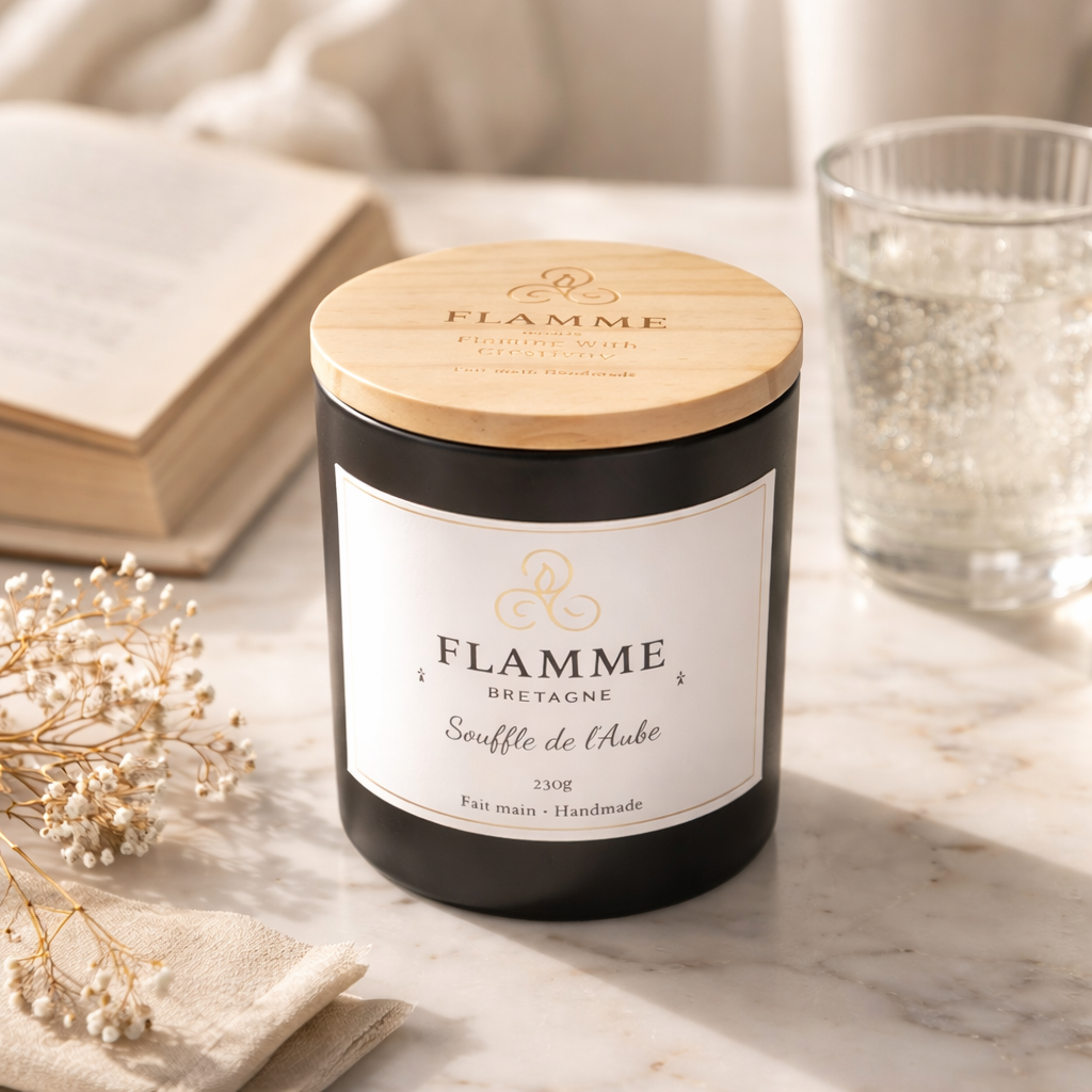 Fruity Scented Candle Souffle d'Aube 230g - Peach Cardamom Luxury Soy Wax Flamme candle co