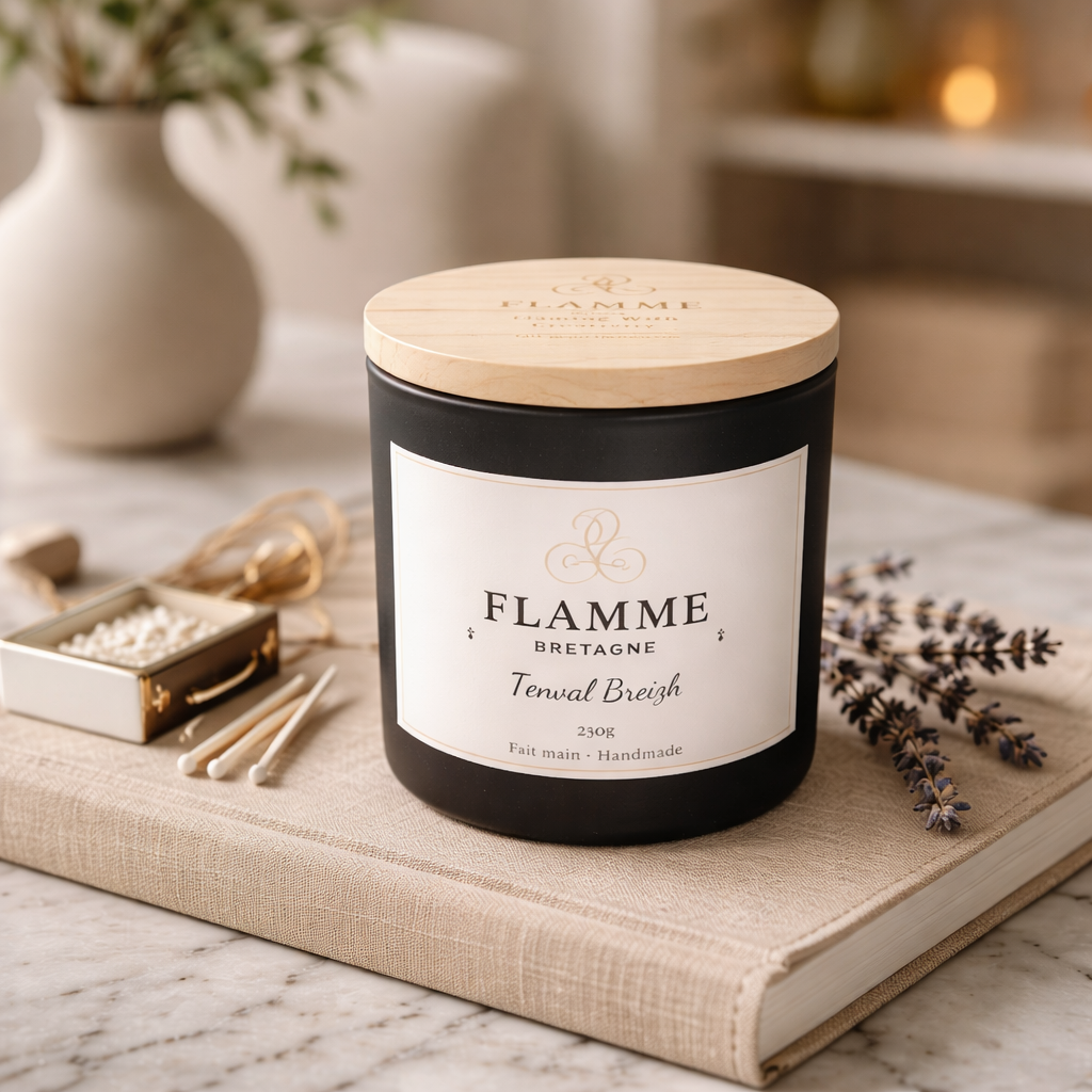 Hand Poured Soy Candle | Tenval Breizh 230g Floral Amber Musk Scented Candle Flamme Candle Co