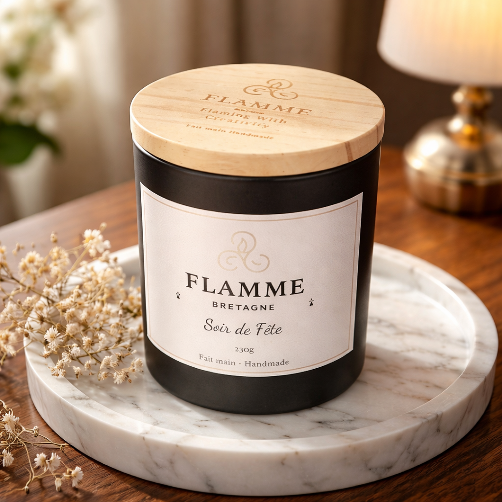 Coconut Soy Wax Candle - Soir de Fête 230g | Grapefruit, Jasmine & Musk Scent Flamme Candle Co